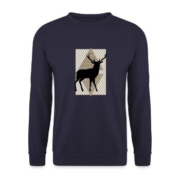 Deer - Unisex Sweatshirt - navy - Front - Alina (178cm) & Michal (187cm)