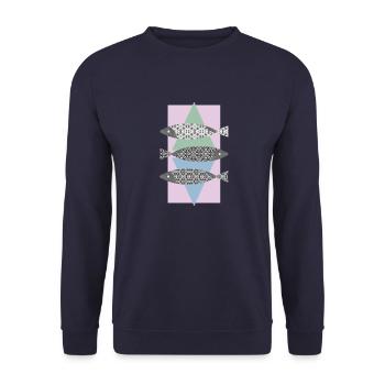 Des poissons - Sweat-shirt Unisexe - marine - Devant - Alina (178cm) & Michal (187cm)