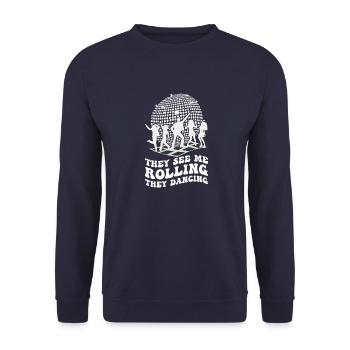 Retro Groovy Disco Ball Party Vintage Club Lifes - Unisex Sweatshirt - navy - Front - Alina (178cm) & Michal (187cm)