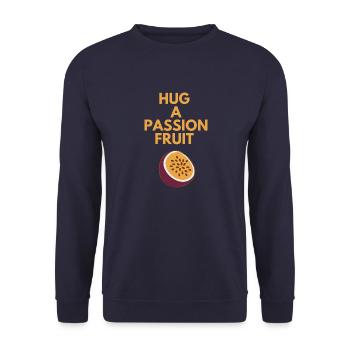 HUG A PASSION FRUIT - Unisex Sweatshirt - navy - Front - Alina (178cm) & Michal (187cm)