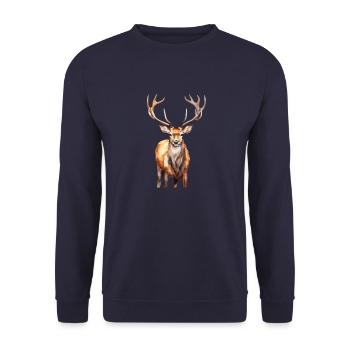 Deer - Unisex Sweatshirt - navy - Front - Alina (178cm) & Michal (187cm)