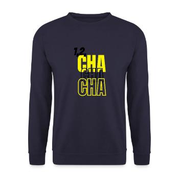 1,2, Cha Cha Cha - Unisex Pullover - Navy - Vorne - Alina (178cm) & Michal (187cm)