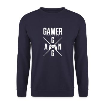 gamer spiel controller team - Unisex Pullover - Navy - Vorne - Alina (178cm) & Michal (187cm)