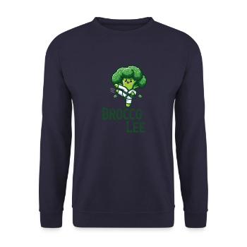 Brokkoli Kampfkunstmeister Brocco Lee - Unisex Pullover - Navy - Vorne - Alina (178cm) & Michal (187cm)