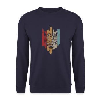 Schneeleopard National Souvenir Kasachstan - Unisex Pullover - Navy - Vorne - Alina (178cm) & Michal (187cm)