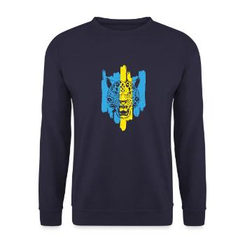Schneeleopard National Souvenir Kasachstan - Unisex Pullover - Navy - Vorne - Alina (178cm) & Michal (187cm)
