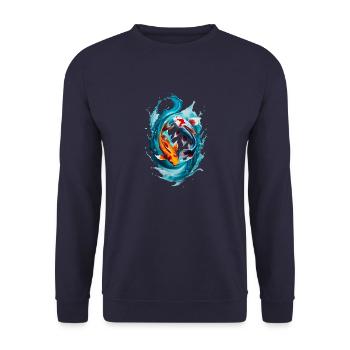 Fische - Unisex Pullover - Navy - Vorne - Alina (178cm) & Michal (187cm)