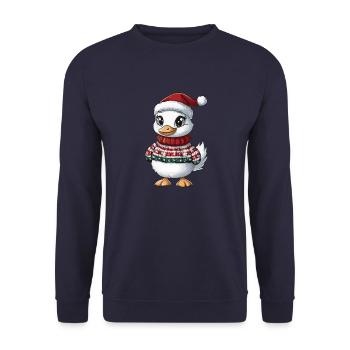 Gans Weihnachten Comic - Unisex Pullover - Navy - Vorne - Alina (178cm) & Michal (187cm)