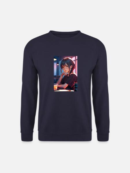 Anime Girl Design - Art manga détaillé - Sweat-shirt Unisexe - marine