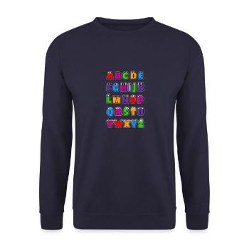 Alphabet letters Kawaii ABC for children. Drawings - Unisex Sweatshirt - navy - Front - Alina (178cm) & Michal (187cm)