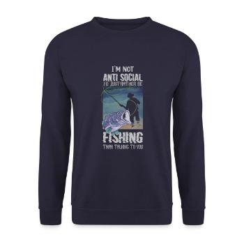 I'm Not Anti-Social I'd Just Rather Be Fishing - Unisex Sweatshirt - navy - Front - Alina (178cm) & Michal (187cm)