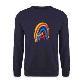 Lets Rock Regenbogen - Unisex Pullover - Navy - Vorne - Alina (178cm) & Michal (187cm)