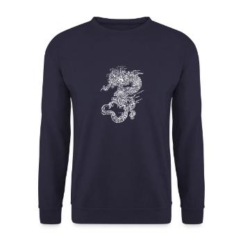 dragon white - Unisex Sweatshirt - navy - Front - Alina (178cm) & Michal (187cm)