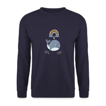 Baleine d’arc-en-ciel - Sweat-shirt Unisexe - marine - Devant - Alina (178cm) & Michal (187cm)