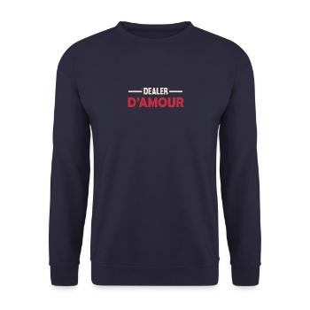Dealer D'amour | Le Cadeau de La Saint-Valentin - Sweat-shirt Unisexe - marine - Devant - Alina (178cm) & Michal (187cm)