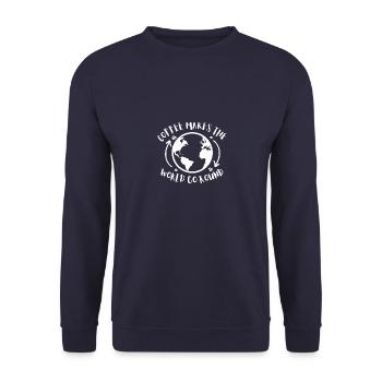 Coffee makes the world go round - Unisex Pullover - Navy - Vorne - Alina (178cm) & Michal (187cm)
