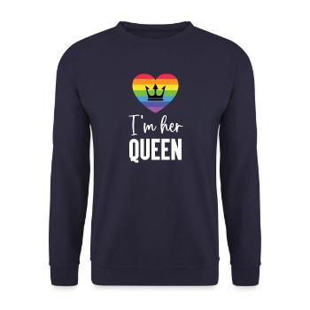 Mois de la fierté LGBT - Je suis sa reine - Sweat-shirt Unisexe - marine - Devant - Alina (178cm) & Michal (187cm)