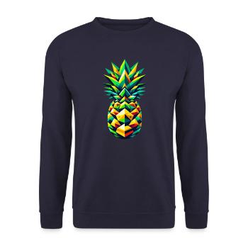 Tropical Pineapple Geometry: Vivid Mosaic Art - Unisex Sweatshirt - navy - Front - Alina (178cm) & Michal (187cm)