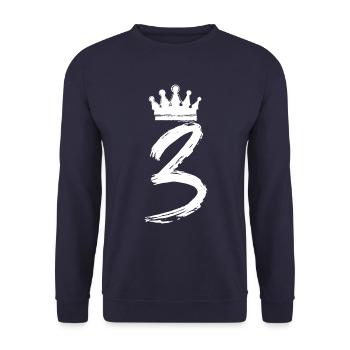 3 Zahl Krone - Unisex Pullover - Navy - Vorne - Alina (178cm) & Michal (187cm)