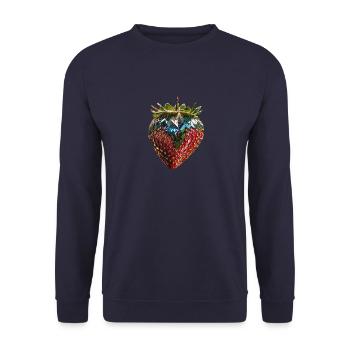 erdbeere,Pailletten,glitzersteine,glamour - Unisex Pullover - Navy - Vorne - Alina (178cm) & Michal (187cm)