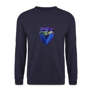 fraise, fraise bleue, fraise à paillettes - Sweat-shirt Unisexe - marine - Devant - Alina (178cm) & Michal (187cm)