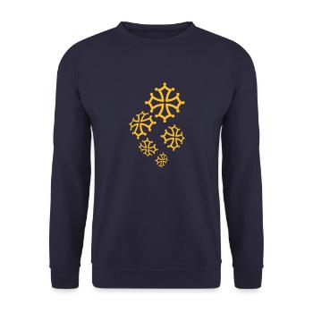 Croix du Pays Occitan - Sweat-shirt Unisexe - marine - Devant - Alina (178cm) & Michal (187cm)