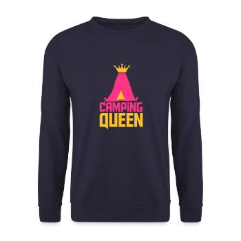 Camping Queen Königin Zelt Logo - Unisex Pullover - Navy - Vorne - Alina (178cm) & Michal (187cm)