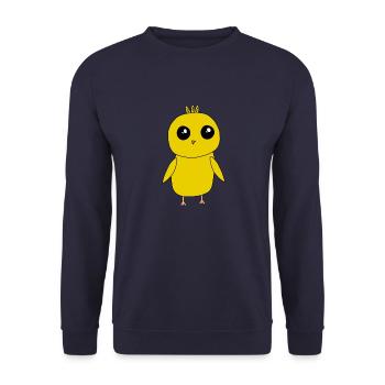 Niedliches, gelbes Küken für Tierfreunde - Unisex Pullover - Navy - Vorne - Alina (178cm) & Michal (187cm)