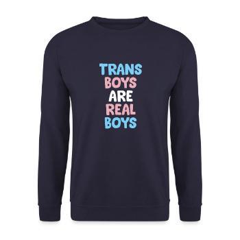 Trans-Jungs sind echte Jungs - Unisex Pullover - Navy - Vorne - Alina (178cm) & Michal (187cm)