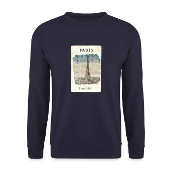 Paris Tour Eiffel Vintage - Sweat-shirt Unisexe - marine - Devant - Alina (178cm) & Michal (187cm)