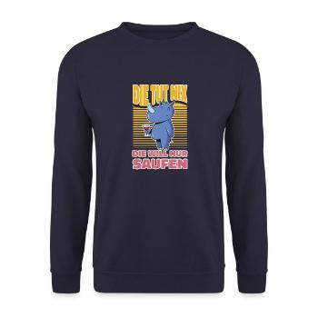 Saufen Bier Trinken Mädels Outfit - Lustiges - Unisex Pullover - Navy - Vorne - Alina (178cm) & Michal (187cm)