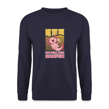 Saufen Bier Trinken - Lustiges Saufen - Unisex Pullover - Navy - Vorne - Alina (178cm) & Michal (187cm)