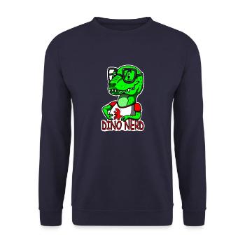 Dino Nerd Dinosaurier T-rex - Unisex Pullover - Navy - Vorne - Alina (178cm) & Michal (187cm)