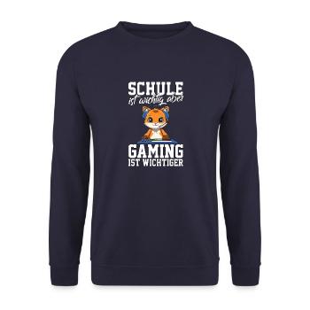 Gaming Fuchs - Computerspiele Videospiele Schule - Unisex Pullover - Navy - Vorne - Alina (178cm) & Michal (187cm)