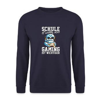 Gaming Skelett - Computerspiele Videospiele Schule - Unisex Pullover - Navy - Vorne - Alina (178cm) & Michal (187cm)
