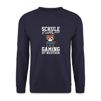 Gaming Roter Panda - Computerspiele Videospiele - Unisex Pullover - Navy - Vorne - Alina (178cm) & Michal (187cm)