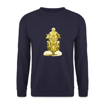 Motorcyclist gold - Unisex Sweatshirt - navy - Front - Alina (178cm) & Michal (187cm)