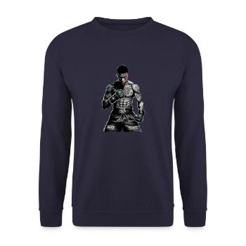 Cage Fighter Entfessle dein Biest mit MMA Mixed - Unisex Pullover - Navy - Vorne - Alina (178cm) & Michal (187cm)