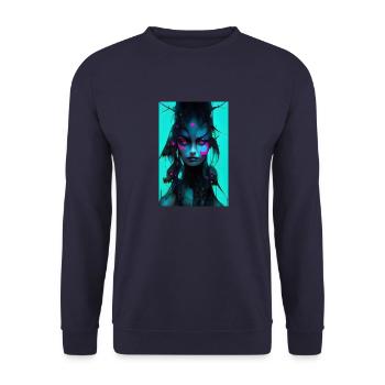 izup2u abstract anime girl - Unisex Pullover - Navy - Vorne - Alina (178cm) & Michal (187cm)