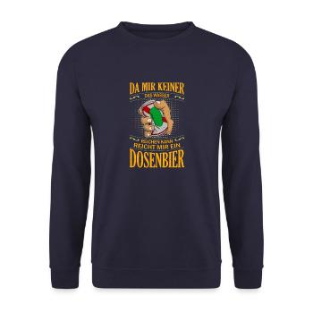 Biertrinker Alkohol Bier Saufen Party Dosenbier - Unisex Pullover - Navy - Vorne - Alina (178cm) & Michal (187cm)