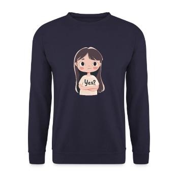 YES? - Unisex Pullover - Navy - Vorne - Alina (178cm) & Michal (187cm)