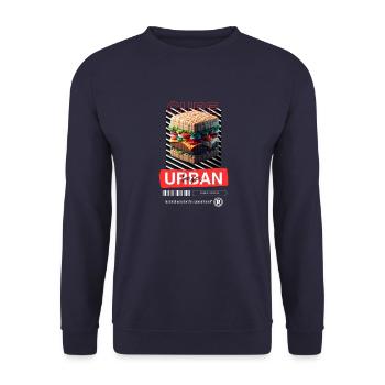 Cube Burger - Sweat-shirt Unisexe - marine - Devant - Alina (178cm) & Michal (187cm)
