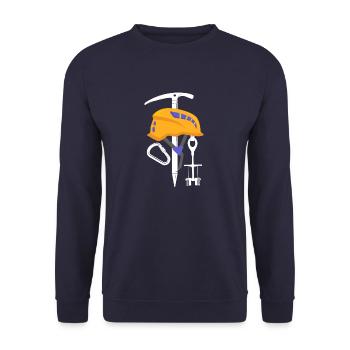 climbing, bouldering, rock climbing, mountains, mountaineering - Unisex Sweatshirt - navy - Front - Alina (178cm) & Michal (187cm)