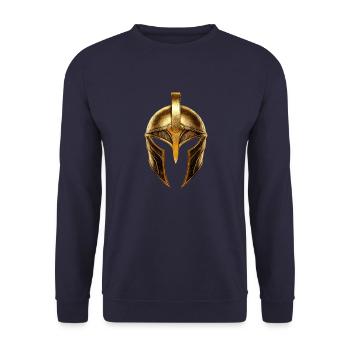 Casque Spartiate Symbole Or - Sweat-shirt Unisexe - marine - Devant - Alina (178cm) & Michal (187cm)