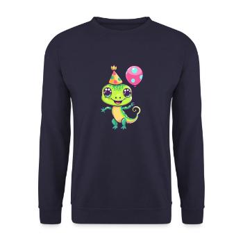 Echse Geburtstag Comic - Unisex Pullover - Navy - Vorne - Alina (178cm) & Michal (187cm)
