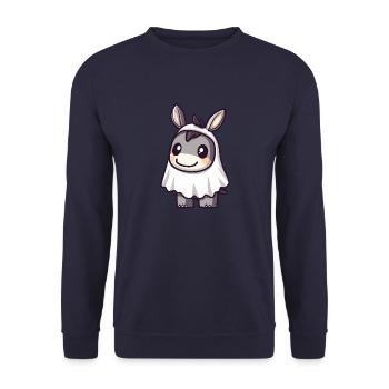 Donkey Halloween Funny Ghost - Unisex Sweatshirt - navy - Front - Alina (178cm) & Michal (187cm)