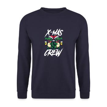 Christmas Crew Xmas Beer Alligator - Unisex Sweatshirt - navy - Front - Alina (178cm) & Michal (187cm)