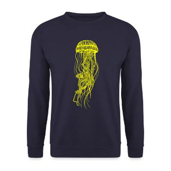 Jellyfish Medusa | Jellyfish Line Art Monochromatic - Unisex Sweatshirt - navy - Front - Alina (178cm) & Michal (187cm)