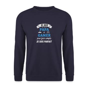 Je suis papa et gamer je suis parfait - Sweat-shirt Unisexe - marine - Devant - Alina (178cm) & Michal (187cm)