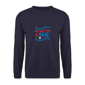 base baseball spruch - Unisex Pullover - Navy - Vorne - Alina (178cm) & Michal (187cm)